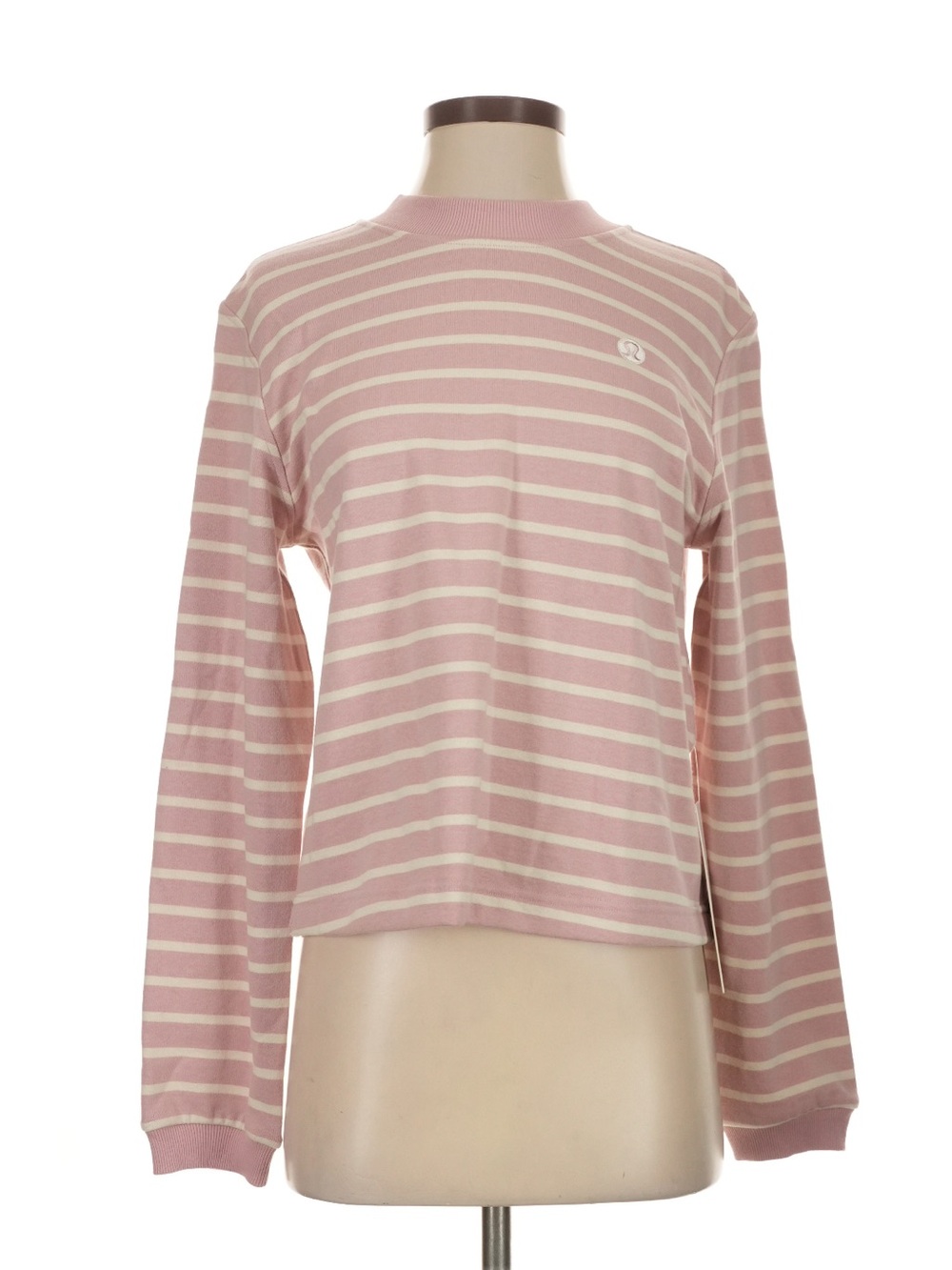 lululemon athletica Pink and Cream Striped Long-Sleeve Crewneck Top
